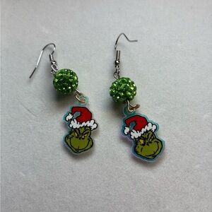 Green Grinch Christmas Earrings